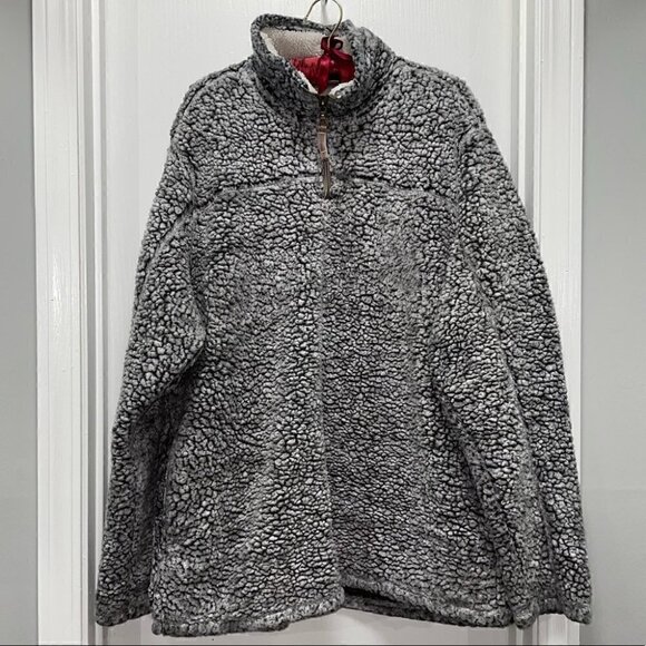 Grizzly Sherpa Fleece Pullover Jacket Brown 1/4 Zip Up Mock Neck - Picture 3 of 10